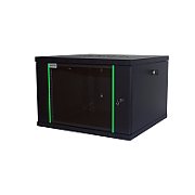 Rack 19'' 6U 600x600, de perete, usa din sticla, panouri detasabile si securizate, dezasamblat, capacitate 100kg, negru RAL9005, D-META-2, DECKRO