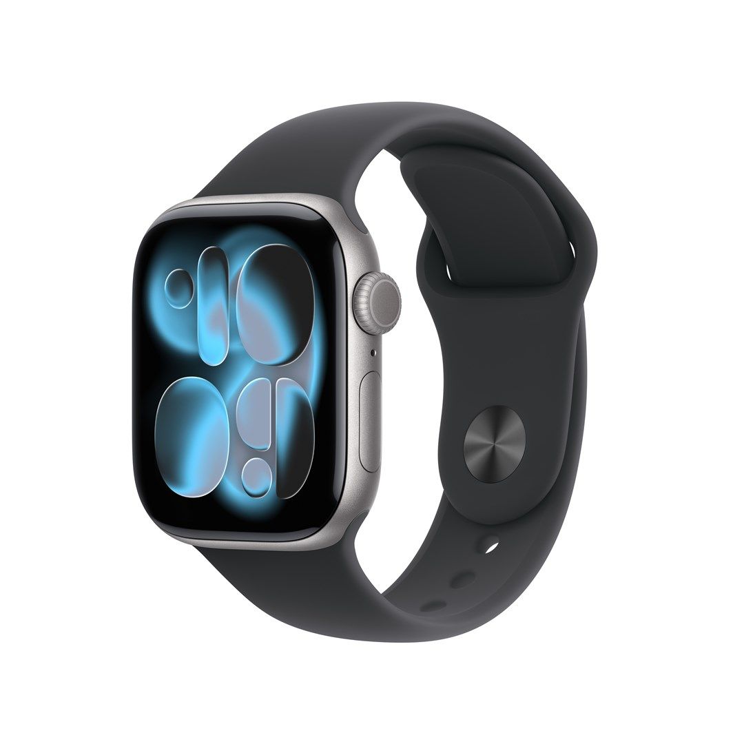 Apple Watch Series 11 space grey aluminium 42mm 4G black sport band Size M/L