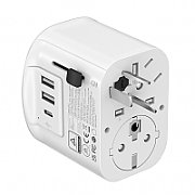 ALIMENTATOR retea 220V GEMBIRD, universal, conectori: US/UK/EU/AU, 1x USB Type-C 15W, 2x USB-A 12W, siguranta 10A, max. 2300W, alb,  TPA-EU2A1C15-01-W  (timbru verde 0.8 lei)