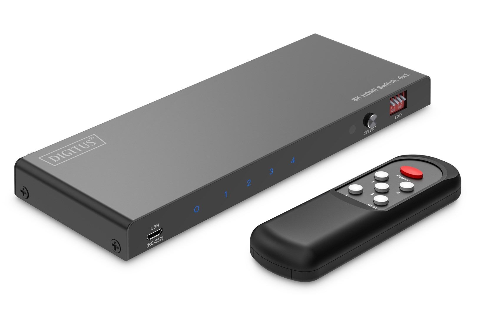Comutator HDMI 4x1, 8K/60Hz (4:4:4) cu HDR, 48 Gbps, HDCP 2.3, Toslink / Stereo, EDID