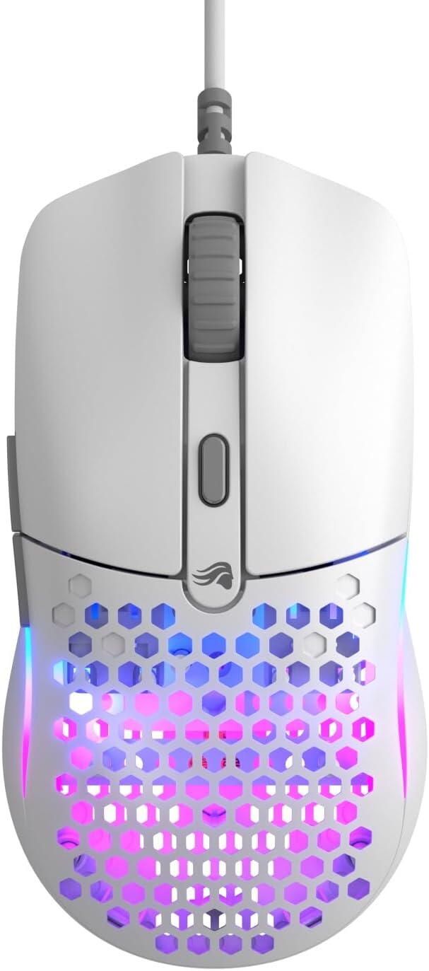 Mouse Gaming Model O Eternal, 12000 DPI, 55g, 6 butoane, Alb Mat