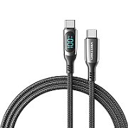 Vention Cotton Braided USB 2.0 C Male to C Male 5A Cable With LED Display 1.2M Black Zinc Alloy Type