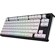 Tastatura wireless Hator Skyfall 80, interfata 2.4GHz, BT5.3, USB, polling rate 1000Hz, capacitate baterie 4000mAh, switch HATOR Aurum Lemon linear, material tasta OMA, buton de control multimedia, sistem de anulare a zgomotului integrat, alb-negru