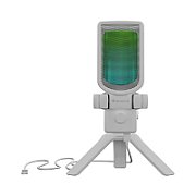 Microfon Genesis Radium 250, tip Condenser, model cardioid, suport fix, conectivitate USB-C, raspuns in frecventa 50 - 16.000 Hz, sensibilitate 40 dB, lungime cablu 200 cm, alb