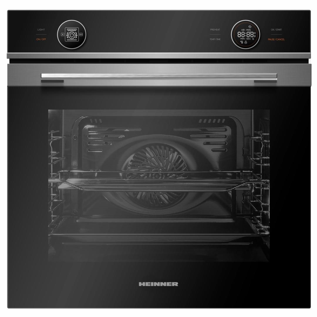 Cuptor incorporabil Heinner HBO-M7210GCDRC-GIX, multifunctional, Clasa energetica A+, Capacitate 72 L, Timer digital, Display touch,  Autocuratare catalitica, 10 Functii, Functie pizza, Gatire asistata de ventilatie, Grill, Functie dezghetare, Lumina cuptor, Blocare acces copii, Geam dublu