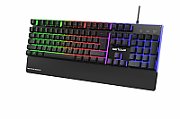 Tastatura gaming cu fir iluminata Serioux Nexor, interfata USB, numar de taste: 104, material ABS, anti-ghosting: 19 taste, lungime cablu 1.5m PVC, dimensiuni (LxAxH): 435.74 × 178.54 × 33.62 mm, negru