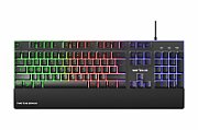 Tastatura gaming cu fir iluminata Serioux Nexor, interfata USB, numar de taste: 104, material ABS, anti-ghosting: 19 taste, lungime cablu 1.5m PVC, dimensiuni (LxAxH): 435.74 × 178.54 × 33.62 mm, negru