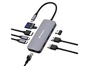 Hub multiport Verbatim USB-C, 9 port, SilverHDMI,RJ45,2xUSB-C,3xUSB-A 3.2 Gen1&2,SD,microSD