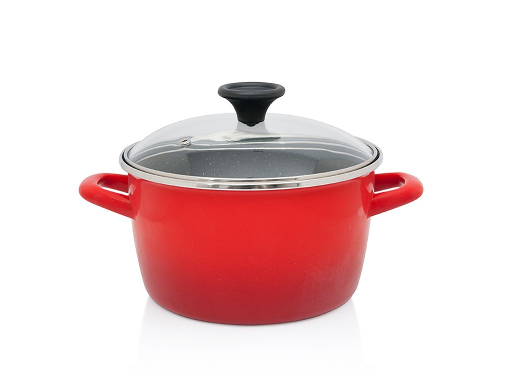 Oala 3.5l cu capac sticla Granit Induction Metalac email/20cm/3.5l