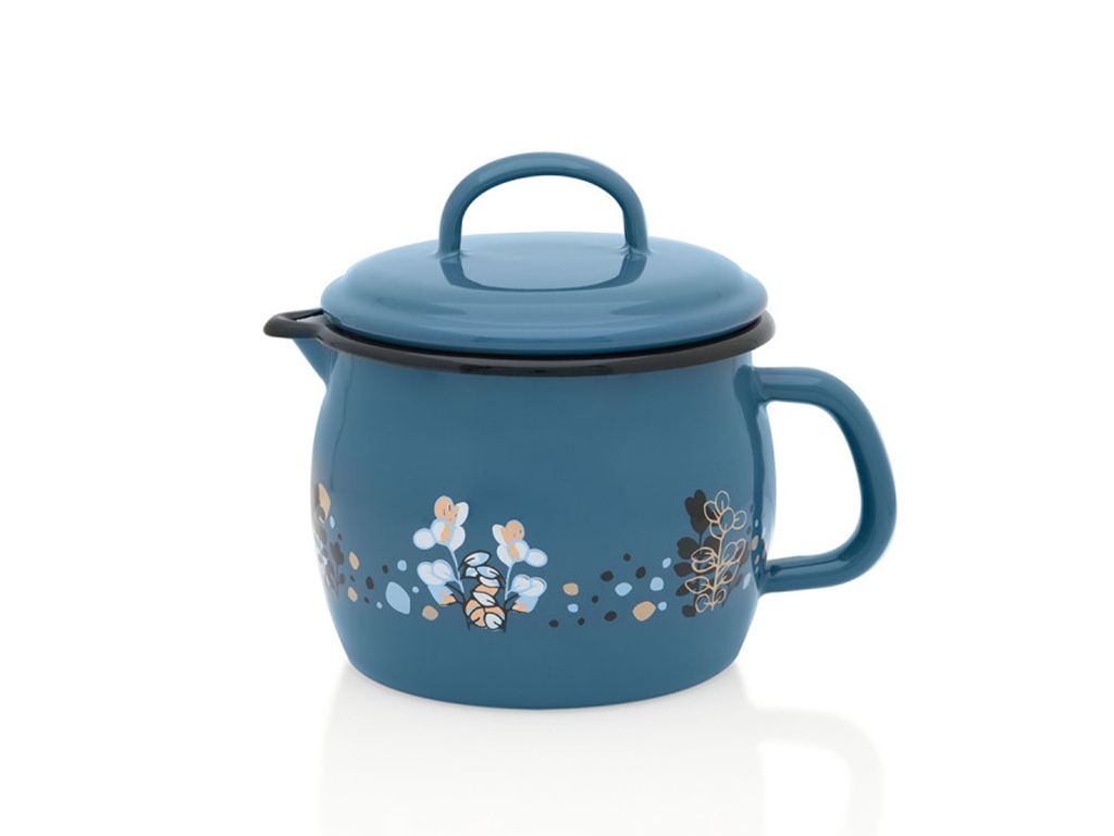 Cana 1.3l cu cioc si capac Cooking Delight Metalac email/12cm/1.3l