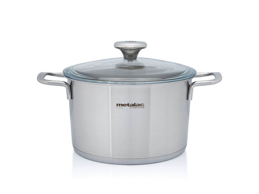 Oala 3.5l cu capac din sticla Santino Metalac inox/20cm/3.5l