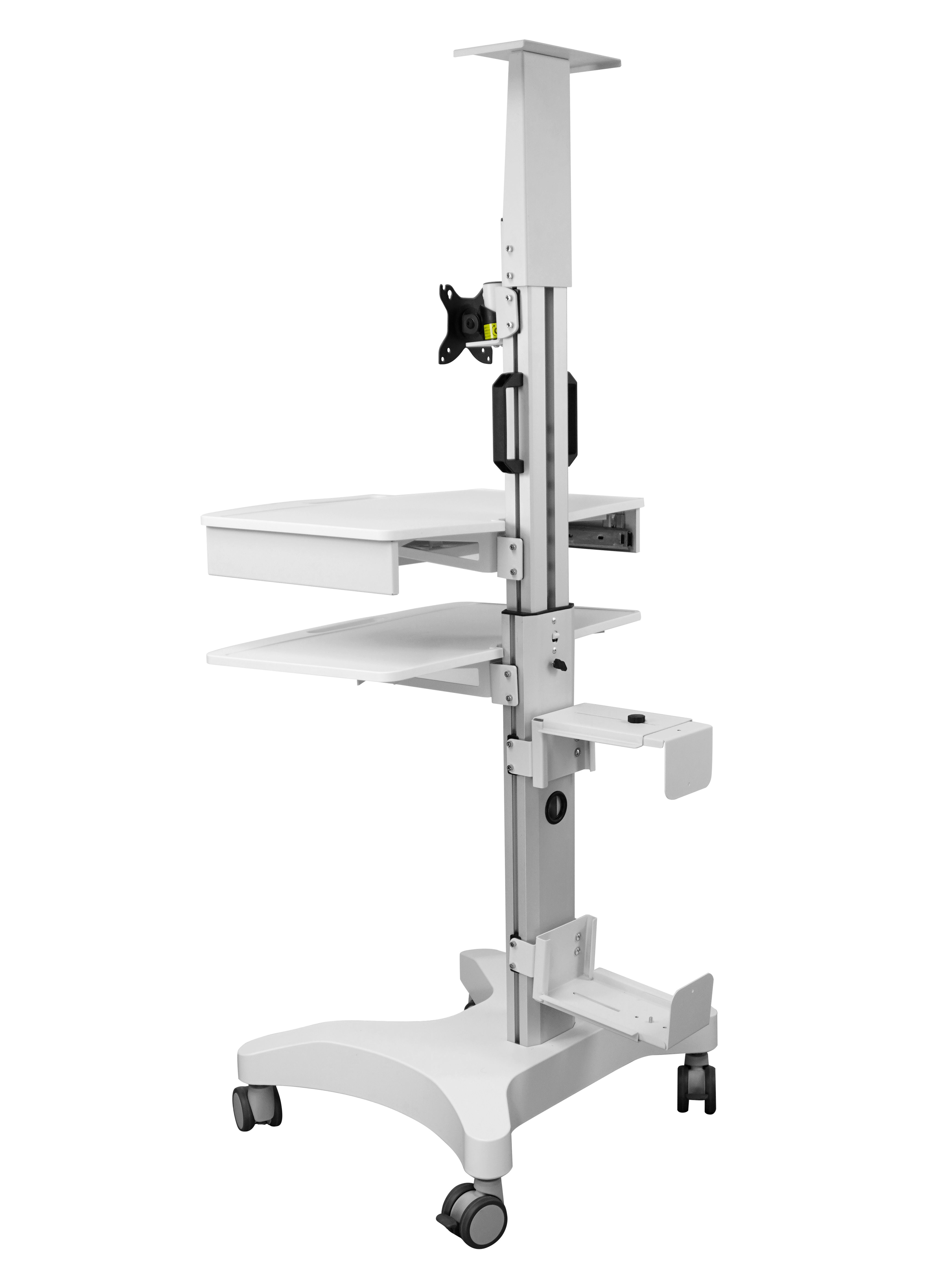 Coloana si baza pentru statie de lucru mobil premium Blackmount MED04-1, 17-32″, max.10kg, reglabil pe inaltime, alb