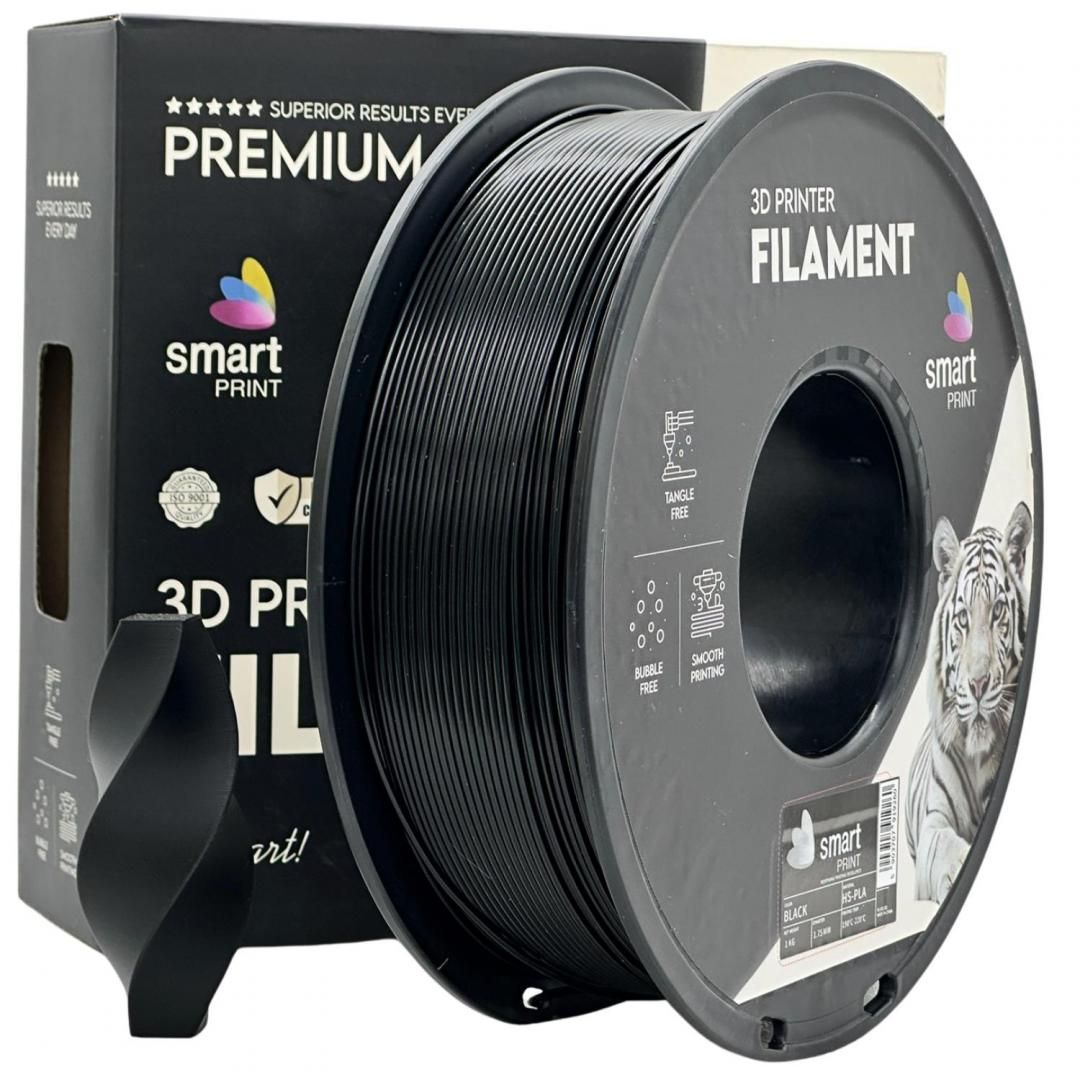 Filament 3D Smart Print, Diamentru 1.75mm, Greutate: 1KG, Culoare: Negru, Material: PLA, Temperatura: 180-240c.