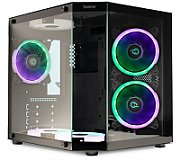 CARCASA  SPACER - gaming, Mini Tower, mATX,  AQUARIUM , fara sursa, sticla securizata, 6 x ARGB fan, HUB, telecomanda, USB 3.0 x 1, USB Type-C x 1, HD-Audio, Jack 3.5mm x 1, PSU shroud, black  SPCS-GC-AQUARIUM-BK-6F