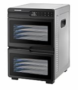 FOOD DEHYDRATOR HEINNER DUALDRY PRO HFD-KDDB1200BKSS, 1000-1200W, LED DISPLAY, DUAL STORAGE WITH AIRFLOW SYSTEM (FAN INSIDE EACH COMPARTMENT), 12 STAINLESS STEEL TRAYS, 2 FRUIT ROLL TRAYS, 2 MESH SHEETS, TEMPERATURE: 35-80 ℃, TIMER: 30 MIN - 48H, SEE-THROUGH WINDOWS, STAINLESS STEEL BODY