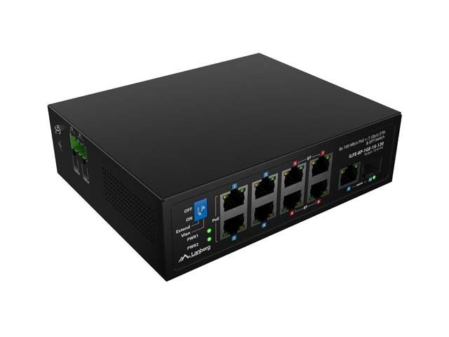 SWITCH LANBERG LIGHT INDUSTRIAL POE 4XBT 4XAT SFP+ETH DIN NIEZARZĄDZALNY FAST ETHERNET
