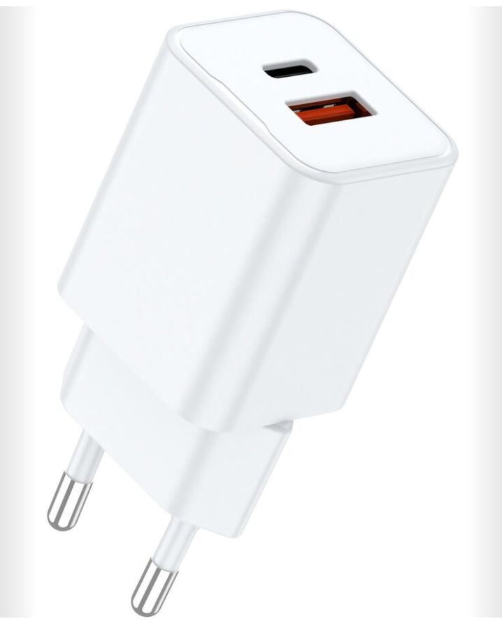Incarcator Retea Lemontti GaN Dual Port 1x Type-C si 1x USB-A, 30W, EU Plug, Alb