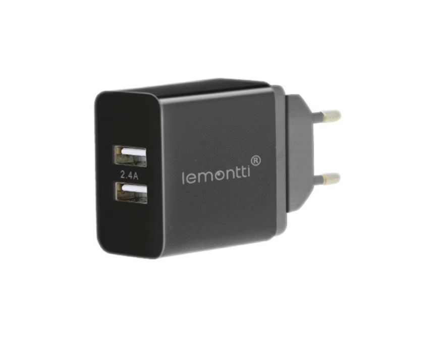 Lemontti Incarcator Retea 2.4A 2 porturi USB-A Negru