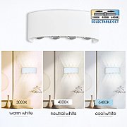 Aplica LED Vivalux ARUBA, 8W, 600 lm, lumina alba(3000K-4000K-6400K), 24°, IP65, 220x80x45mm, 40000h, aluminiu, -25÷+40°C, Alb/Gri