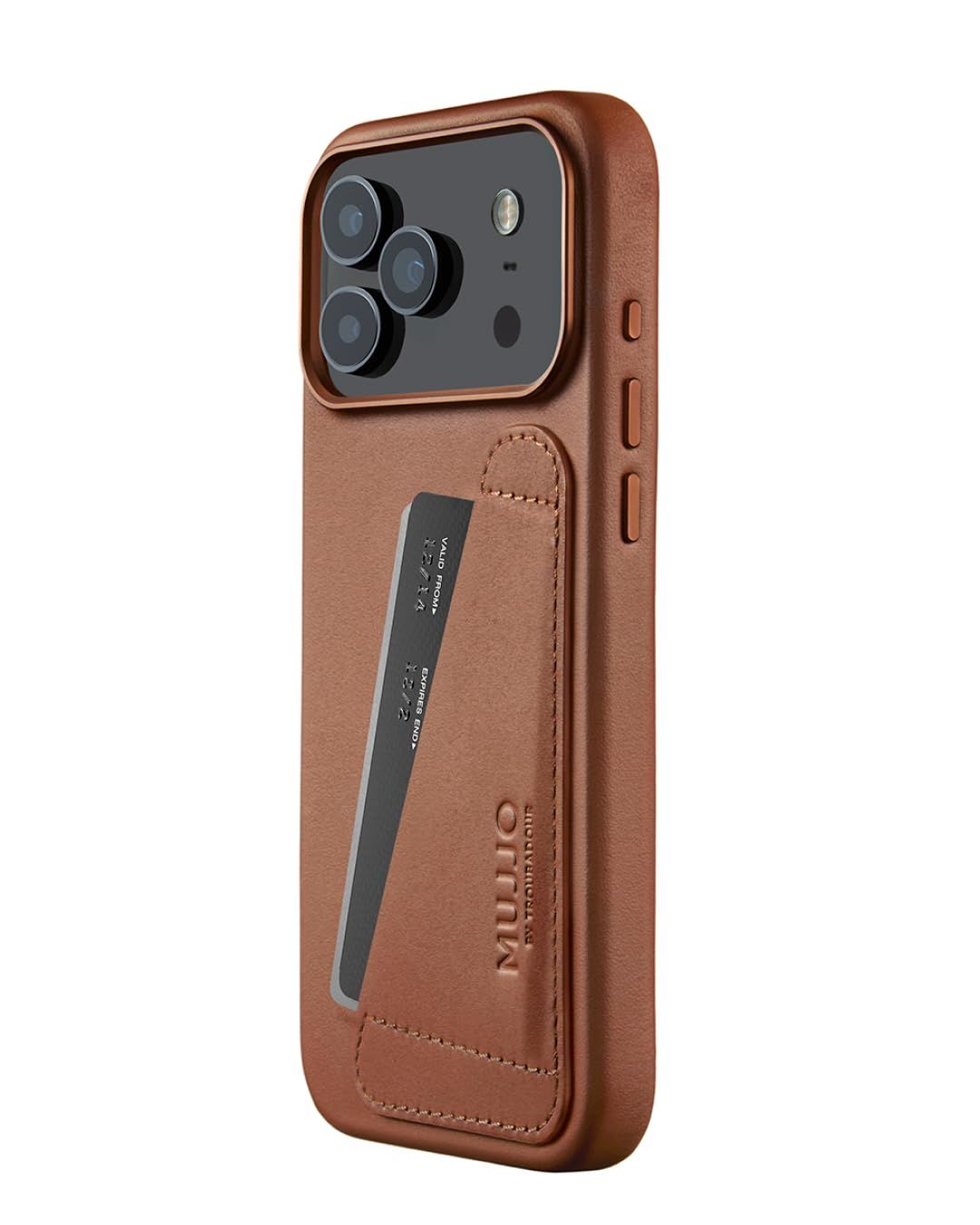 Mujjo Wallet Leather Case - etui skórzane do iPhone 17 Pro Max kompatybilne z MagSafe (tan)