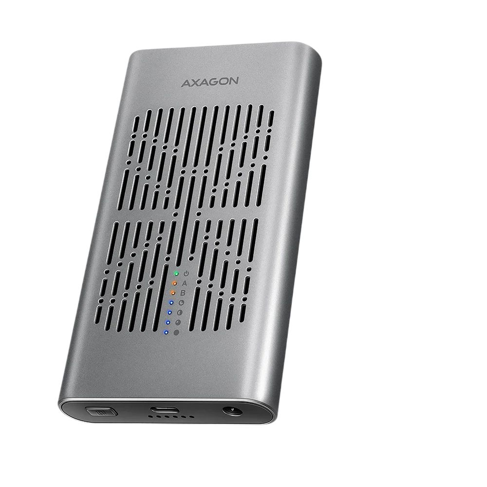 Rack SSD extern EEM2-20GD CLONE MASTER, Dual NVMe M.2, USB-C, 20Gbps, Clonare Offline, RAID, UASP, TRIM, Aluminiu, Negru