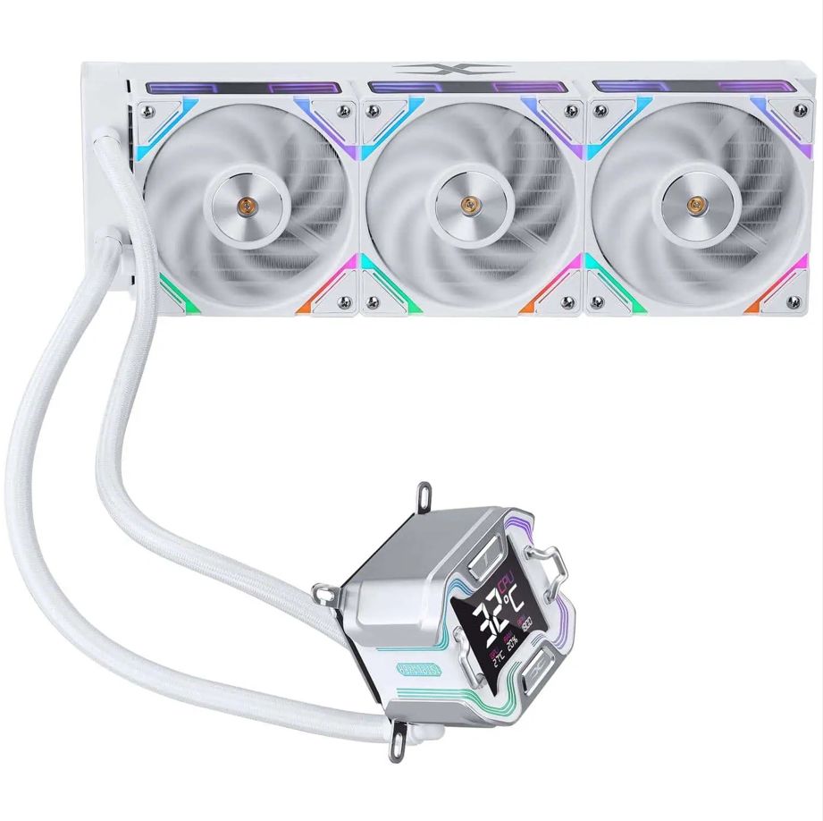 Cooler Procesor 1stPlayer X-Starship 360E-wh, display de 2,4 inches, aRGB, compatibil AMD/Intel, alb