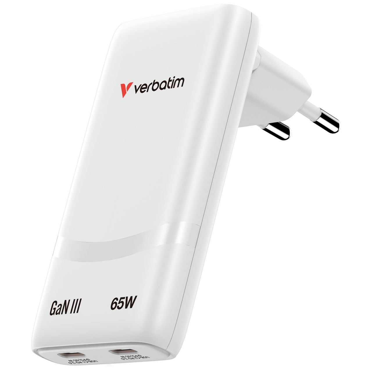 Incarcator Verbatim Fold 'n Go GaN 65W WhiteEU plug/2x USB-CPD3.0 up to 65W
