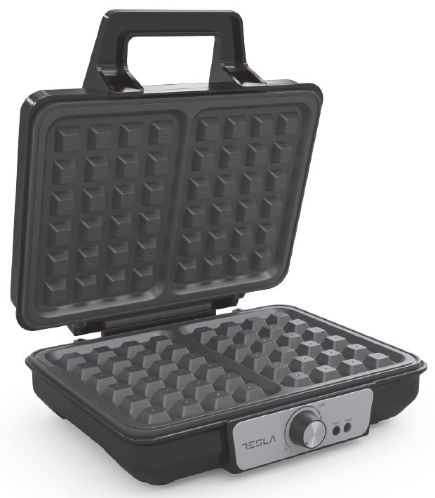 Waffle-maker Tesla WM200BX, 1000WTermostat ajustabil, Negru-Inox