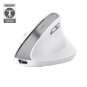 Trust Bayo II. Form factor: Right-hand, Vertical design. Movement detection technology: Optical, Device interface: RF Wireless, Movement resolution: 2400 DPI, Buttons type: Pressed buttons, Buttons quantity: 6, Scroll type: Wheel. Power source: Batteries/Cable. Product colour: White