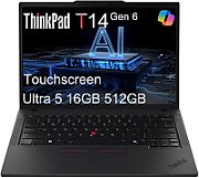 Laptop Lenovo ThinkPad T14 Gen 6 amd ryzen ai 5 pro, 15 inch 1920 x 1200 pixeli, AMD 215 (6 C / 12 T, 4.80 GHz, L1 Cache: 512KBL2 Cache: 4MBL3 Cache: 16MB cache, 28 W), 512 GB SSD, AMD Radeon 840M Graphics, Windows 11 Pro, Tastatura English (EU), Negru
