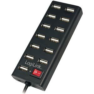 HUB extern LOGILINK, porturi USB: USB 2.0 x 13, conectare prin USB 2.0, alimentare retea 220 V, cablu 0.75 m, negru,  UA0126   (include TV 0.75 lei)
