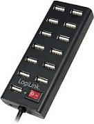 HUB extern LOGILINK, porturi USB: USB 2.0 x 13, conectare prin USB 2.0, alimentare retea 220 V, cablu 0.75 m, negru,  UA0126   (include TV 0.75 lei)