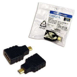 ADAPTOR video LOGILINK, Micro-HDMI (Type D)(T) la HDMI (M), conectori auriti, rezolutie maxima 4K UHD (3840 x 2160) la 30 Hz, negru, 