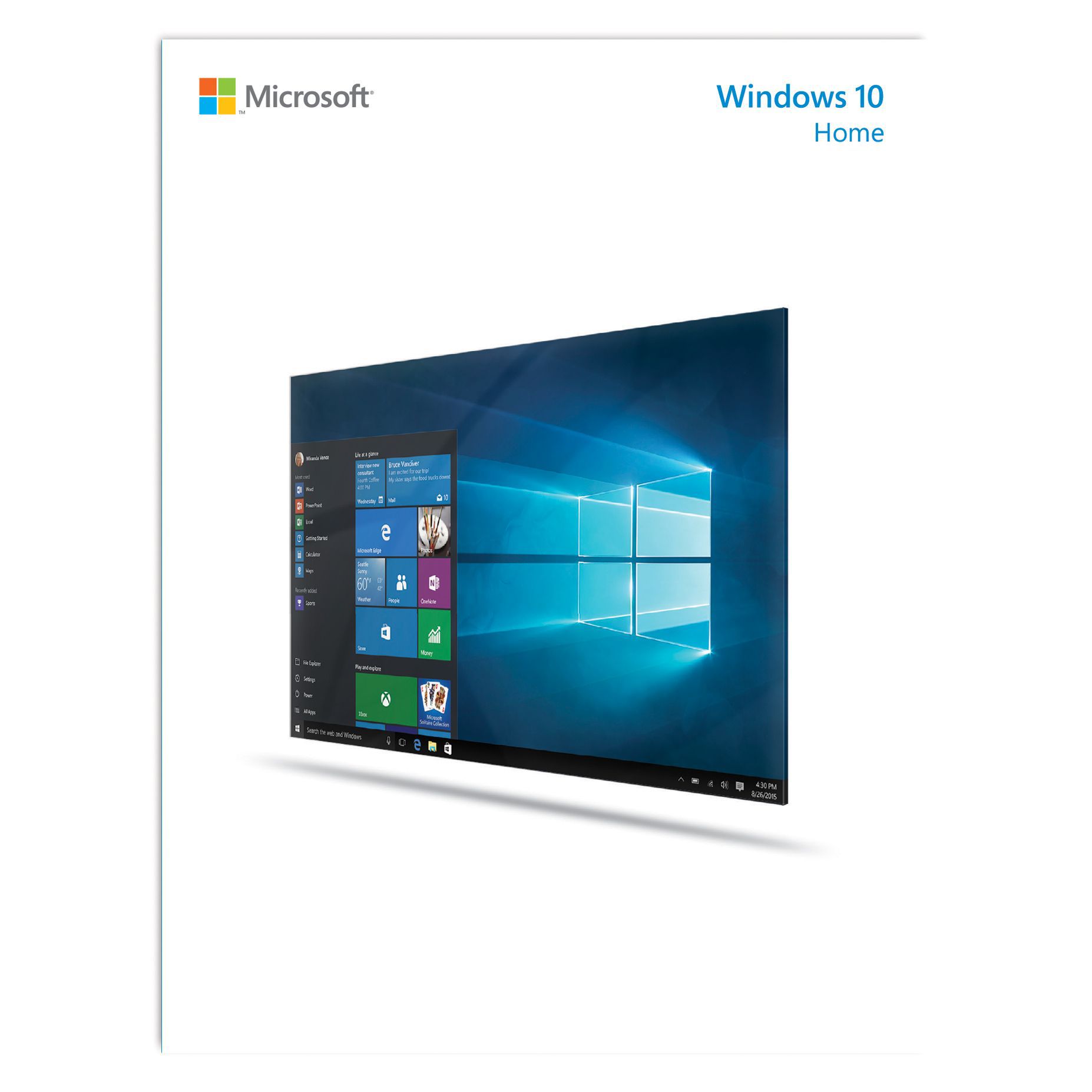 LICENTA OEM MICROSOFT, tip Windows 10 Home pt PC, 64 biti, engleza, 1 utilizator, valabilitate forever, 