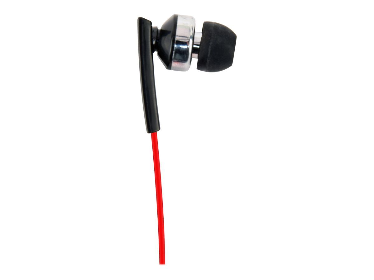 CASTI Gembird, cu fir, intraauriculare, pt smartphone, microfon pe fir, conectare prin Jack 3.5 mm, negru / rosu, 