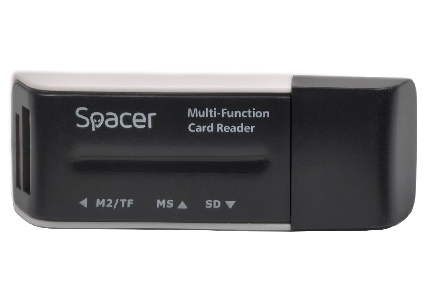 CARD READER extern SPACER, interfata USB 2.0, citeste/scrie: SD, microSD, MS, M2; plastic, black 