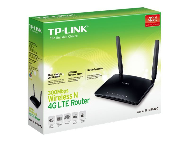 Router Wireless TP-Link TL-MR6400, 1xWAN 10/100, 3xLAN 10/100, 2 antene interme, 2 antene 4G/LTE externe detasabile, 2.4Ghz, 300Mbs, 2600 MHz, 2300 MHz, 2100 MHz, 1800 MHz, 900MHz, 800 MHz_1